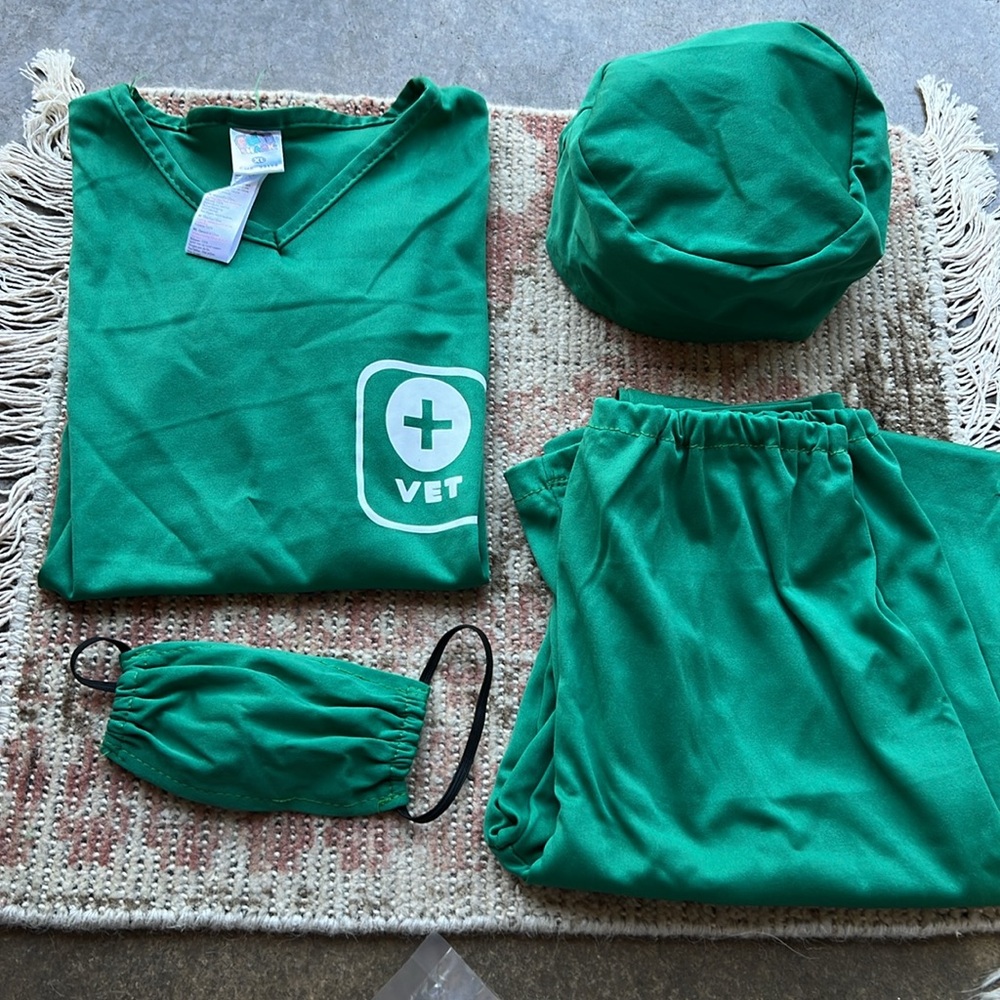 fun shack Vet Costume Animal Doctor Scrubs w/ Mask & Cap, Kids Veterinarian